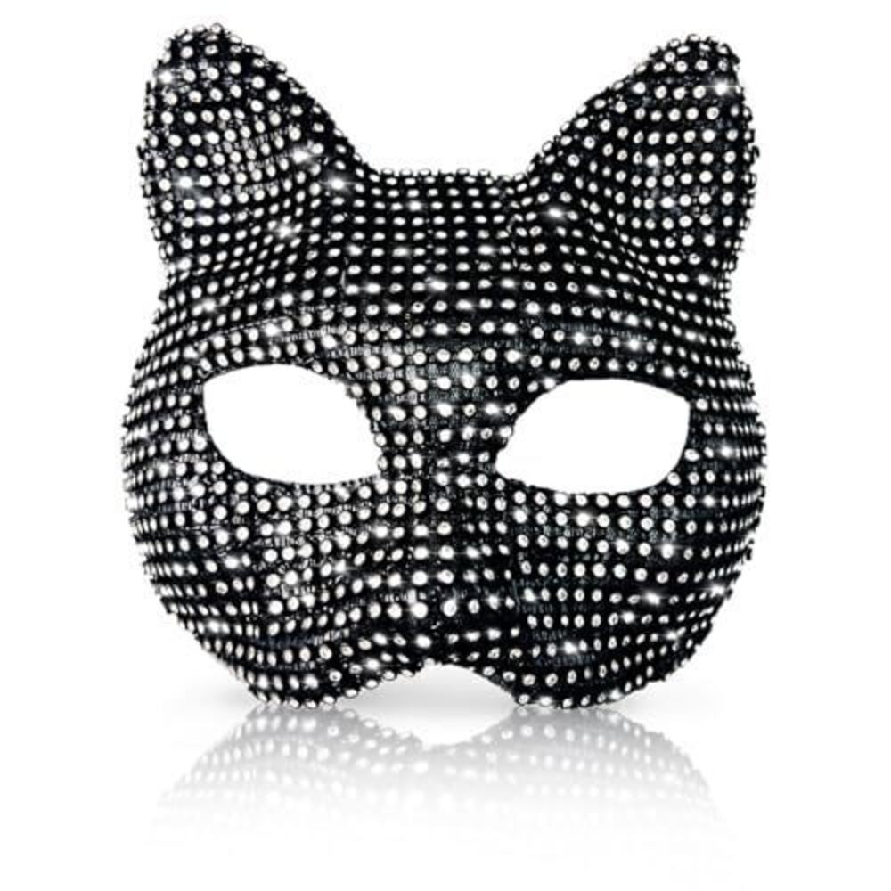 4127 Rhinestone Cat Mask Sparkling Cat Masquerade Mask For Club Halloween